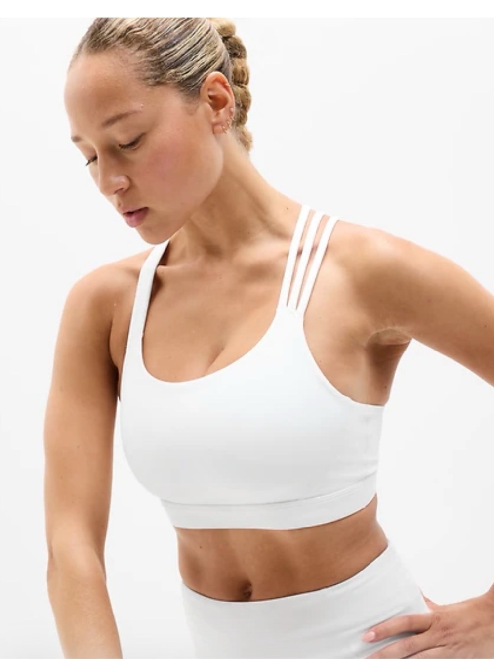 ATHLETA White Strappy Sports Bra - Size Medium